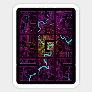 Chongqing, China City Map Typography - Neon Sticker